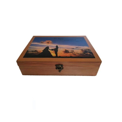Wooden memory storage box new, handmade with decoupage technique