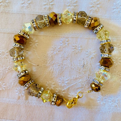 Citrine Beaded Bracelet with Yellow Beads and Gold Accents New