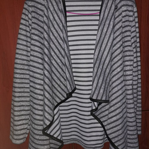 Asymmetric cardigan refurbished, velour style with leather details, size M