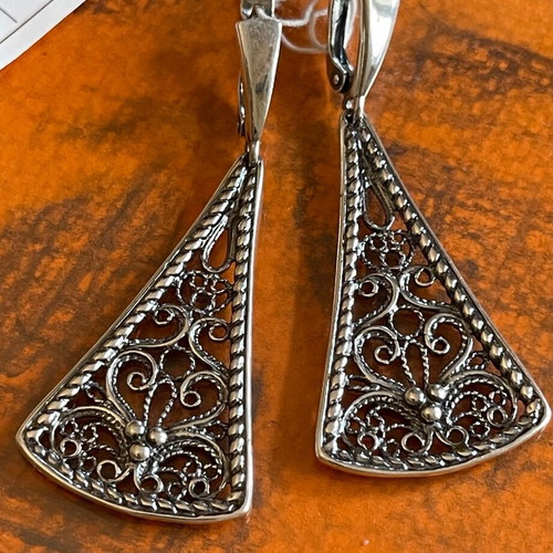 Handmade Russian filigree silver 925 earrings new