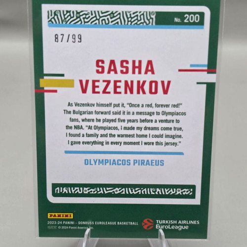 Panini Donruss EuroLeague 2023-24 Sasha Vezenkov Purple Laser card