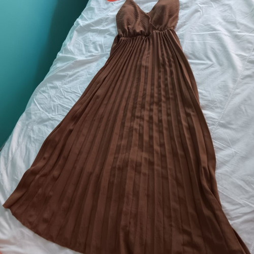 Brown dress small size, like new, 130 cm length, 100% polyester