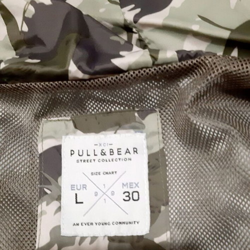 Pull & Bear Windbreaker Jacket Large Unisex New Olive Green Hooded
