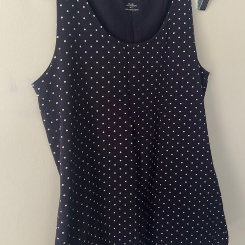 H&M sleeveless top navy with white polka dots like new, size L