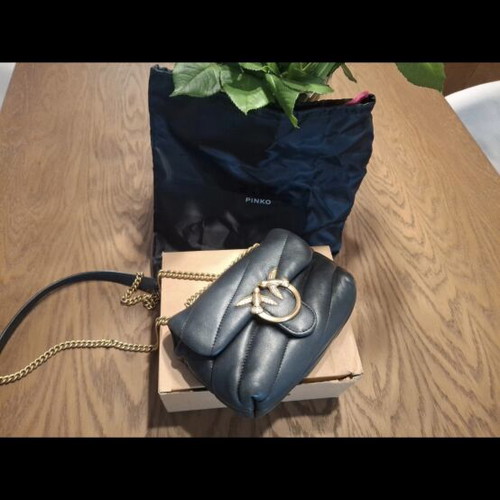 Pinko Love Mini Puff shoulder bag, black leather