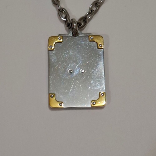 Vintage Dolce & Gabbana D&G silver and gold toned dog tag pendant necklace used
