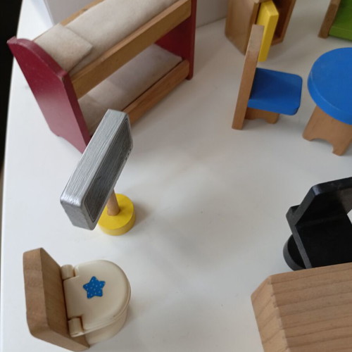 ELC Wooden Dollhouse Furniture Set used