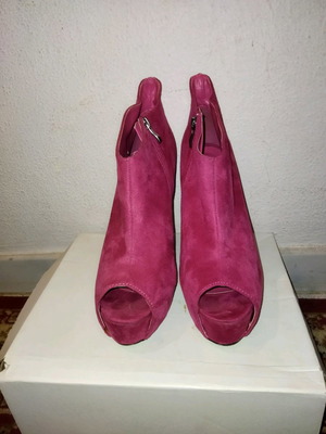 High peep-toe ankle boot used, size 40 pink