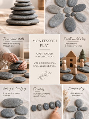 Σετ 9 φυσικές flat stones Natural Balancing Stones Montessori