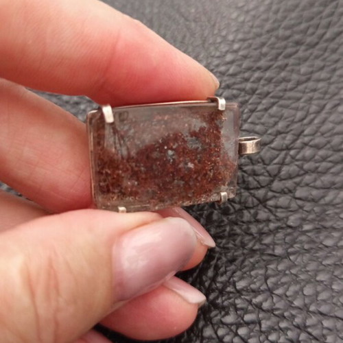Silver necklace with rare energy quartz crystal new