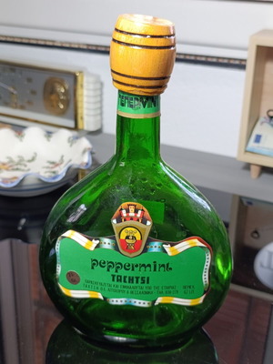 Vintage φιάλη λικέρ μέντας μεταχειρισμένη της ΤΑΧΤΣΗ Ο.Ε. Θεσσαλονίκη