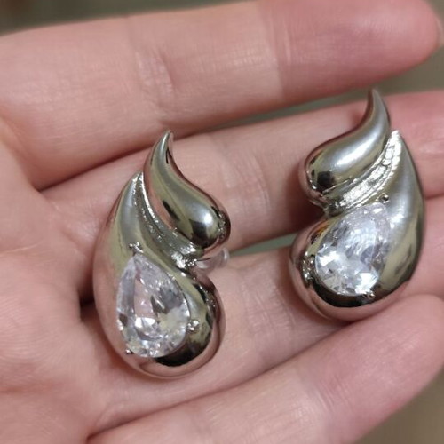 Silver earrings with zirconia new, stainless steel