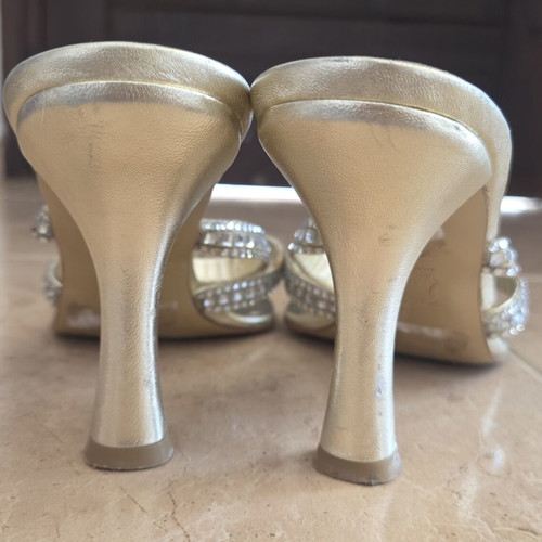 Stuart Weitzman Crystal Embellished Metallic Sandals, EU 38.5
