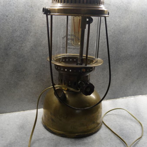 Storm lantern refurbished, brass and copper, model Optimus 300 P
