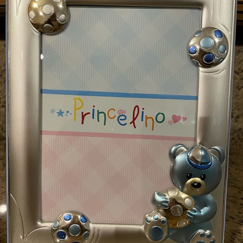 Princelino silver-plated children's photo frame like new with teddy 9x13cm