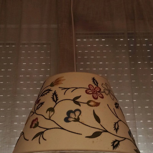 Alvine Pärla ceiling lamp used, fabric shade with embroidered flowers