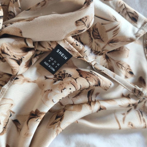 Shein satin floral top like new, beige champagne color, adjustable straps