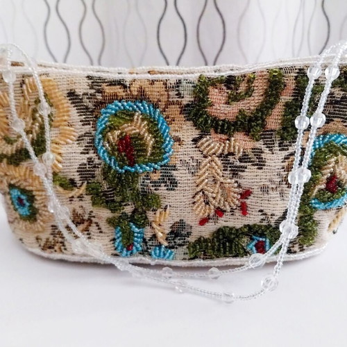 Beaded bag Alexi Andriotti used, multicolor brocade fabric