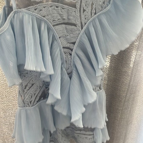 HMM Hanging Mumu baby blue playsuit with ruffles, like new