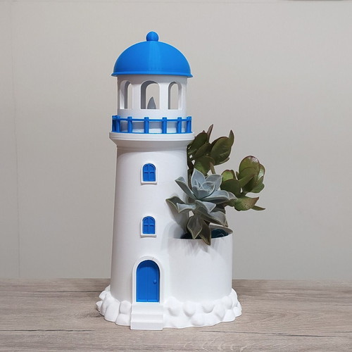 Large Cycladic Lighthouse 3D Printed Decorative Planter New