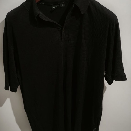 Hugo Boss Golf Vintage Polo shirt used, 100% silk, black, XL