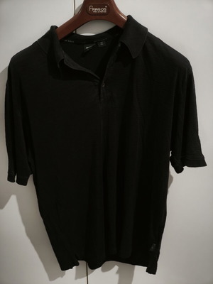 Hugo Boss Golf Vintage Polo риза употребявана, 100% коприна, черна, XL