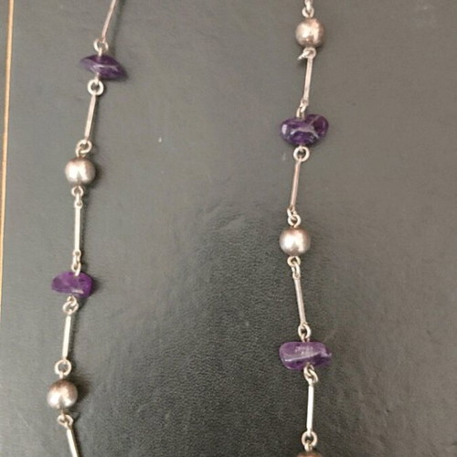 Handmade silver necklace with amethyst used