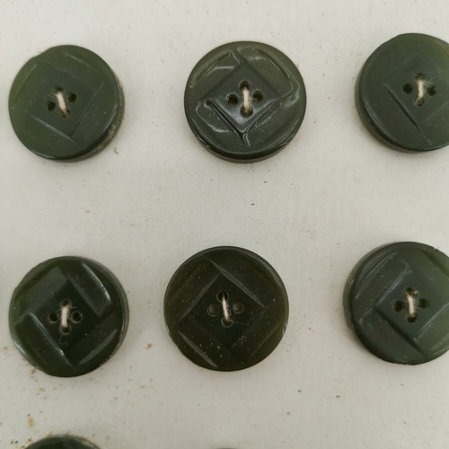 Green bone buttons used, pack of 40, 1960s vintage