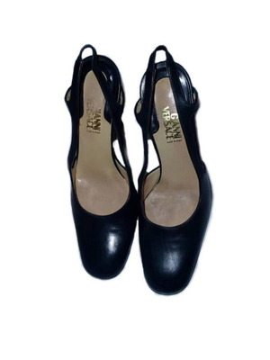 Gianni Versace Medusa leather heels like new, navy, size 35.5