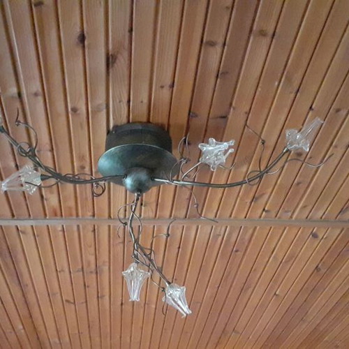 Ceiling light bronze metal with glass shades like new