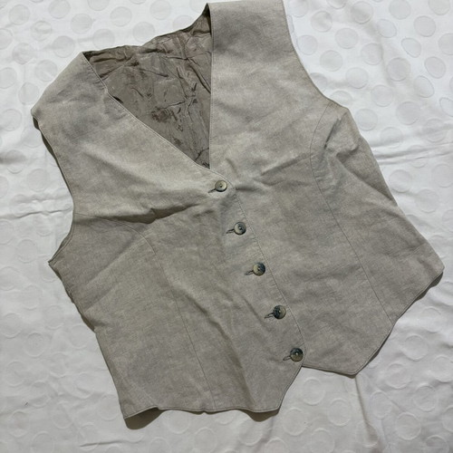 Vintage linen vest, beige, size S
