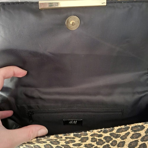 Straw leopard bag H&M used, multicolor