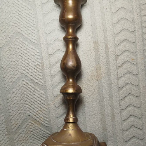 Brass vintage candlestick used with natural oxidation