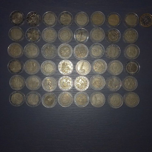 2€ coins used, pack of 48, including Greek 2 euro with 'S' mark