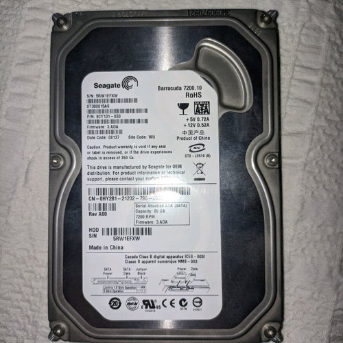 Seagate Barracuda 7200 80 GB used hard drive