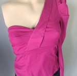 Stradivarius fuchsia top with one shoulder and ruffles like new