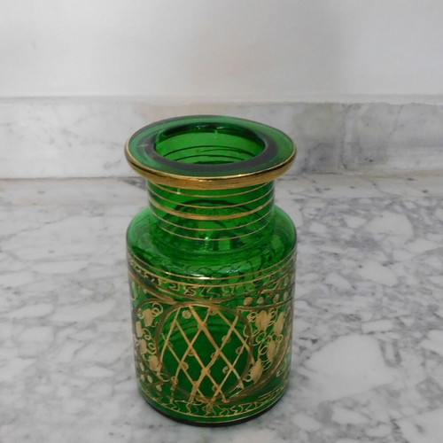 Decorative vase made of blown glass with gold paint, vintage, like new