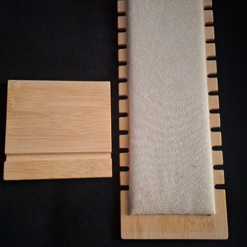 Jewelry stand like new, wooden with velvet lining, beige