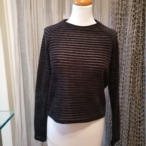 Knitted semi-transparent black blouse like new, size S