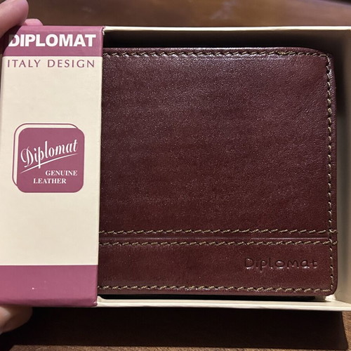 Diplomat brown leather wallet, new with box