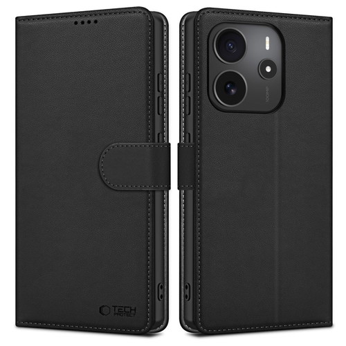 Tech-Protect Matte Wallet case for Xiaomi Redmi Note 14 4G new, black leatherette
