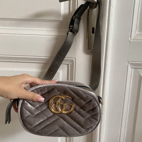 Vintage banana bag belt grey velvet touch used waist bag