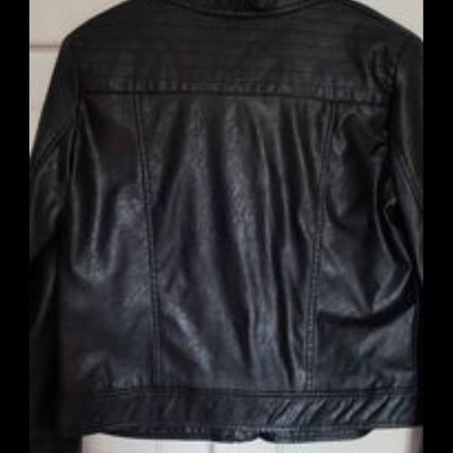 Benetton Kids Leather Jacket Black, Size 12 Years, New