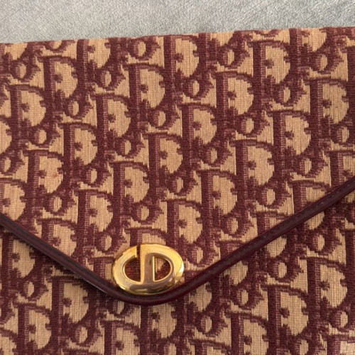 Christian Dior Diorissimo vintage envelope clutch bag, burgundy and beige