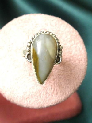 Aragonite ring in 925 silver new