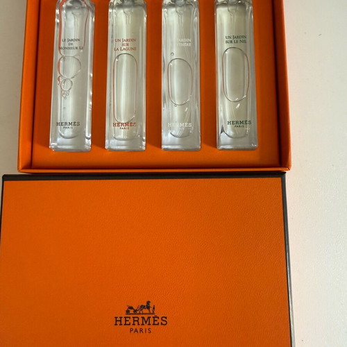 Hermès gift set with 4 new travel size Jardins perfumes