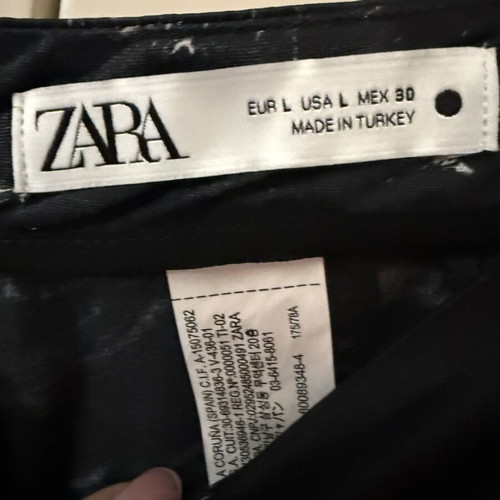 Zara midi satin skirt with marble print, like new, black, size L