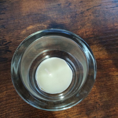 Set of three glass votive candle holders new