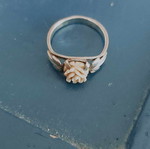Silver ring with coral used
