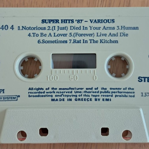 Super Hits 87 cassette used, 27 authentic tracks